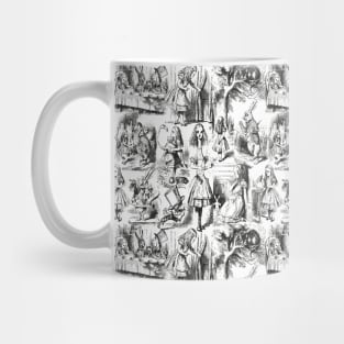 Alice in Wonderland | Toile de Jouy Pattern | Black and White | Mug